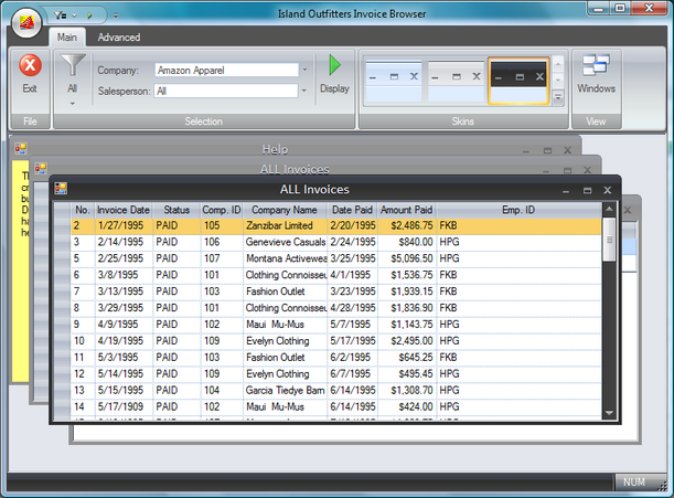 Ported demo MDI application modernized with the Ribbon control