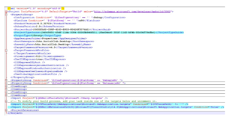 Changes to *.csproj file